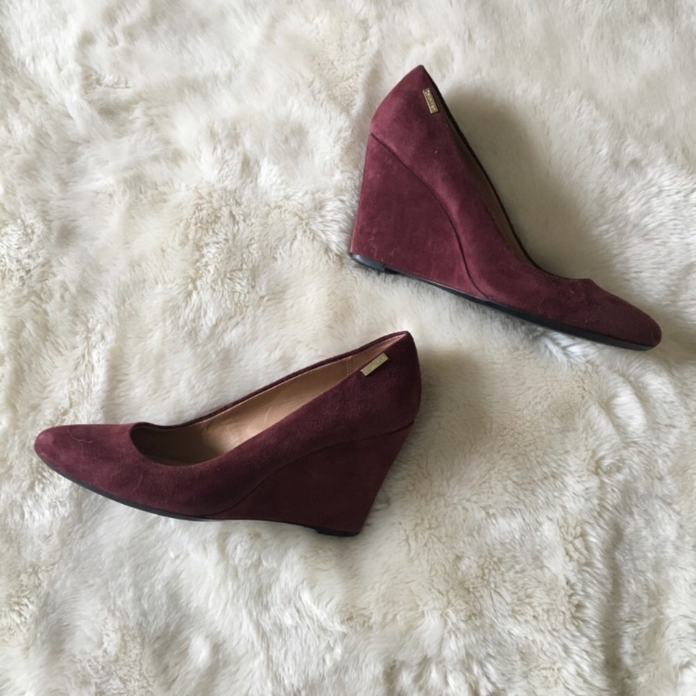 Calvin Klein deep purple/red suede wedge pump